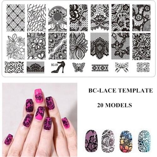 5pcs/lot Pretty Nail Stamping Plates Lace Flower Animal Pattern Nail Art Template Image Plate Stencil DIY Nails Art Tool