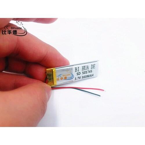 Li-Po 3.7V 360mAh 501745 Lithium Polymer LiPo Rechargeable Battery ion cells For Mp3 Mp4 Mp5 DIY PAD DVD E-book headset
