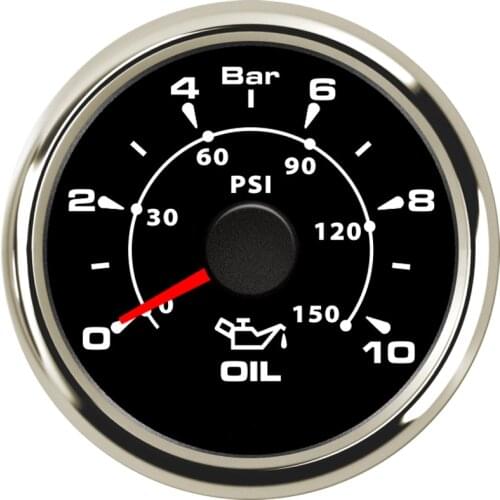 1PCS 52 mm Oil Pressure Gauges 0-150 PSI 10-184 ohm for Auto Truck Boat Vessel