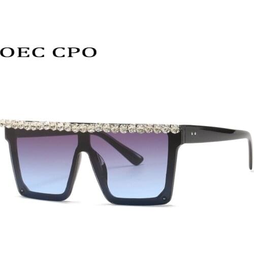 Fashion Rhinestone Sunglasses Women Vintage Crystal One Piece Sun Glasses Female Unique Oversized Diamond Glasses Shades UV400