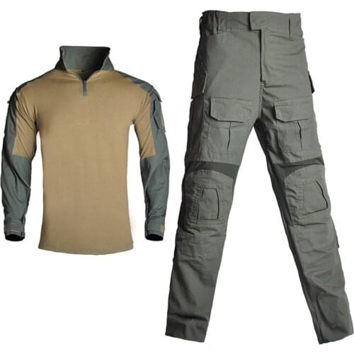 Man Military Clothing Sets Tactical Uniforms BDU Army Combat Suit Camouflage Long Sleeve T-shirts Cargo Work Pants