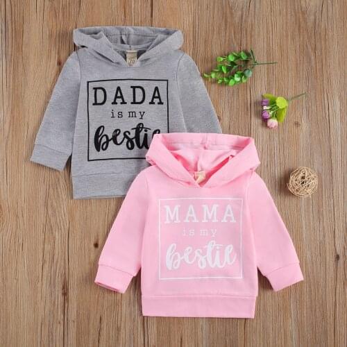 2020 New Toddler Baby Hoodies Casual Long Sleeve Letter Print Hooded Sweatshirt for Boys Girls