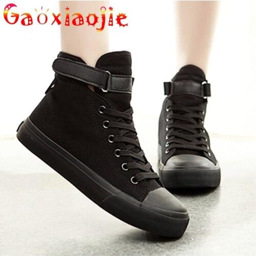 2020 Men and Women New Shoes Korean Style High-top All Black Cloth Shoe White Shoe Comfortable Flats Men and Women Casual Shoes