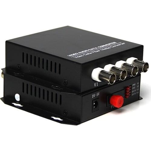 One Pair 20KM Single Mode Single Fiber Desktop 4 Channel Fiber Optic Video Converter FC connector