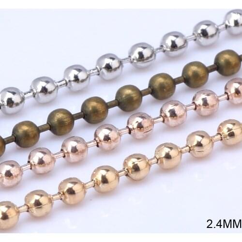 OlingArt 2.4MM 2M/lot Plating four colors Ball Link Chains For bracelet necklace earrings tassels DIY Jewelry making
