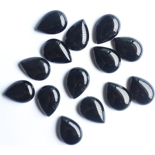Wholesale 50pcs 13x18mm good quality Natural black onyx drop CABOCHON CAB teardrop Beads for jewelry making DIY beads free