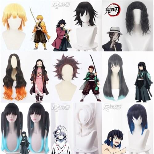 Role Playing 1:1 Wigs Demon Slayer: Kimetsu no Yaiba Cosplay Wigs Nezuko Hashibira Inosuke Tomioka Giyuu Agatsuma Zenits Tanjiro