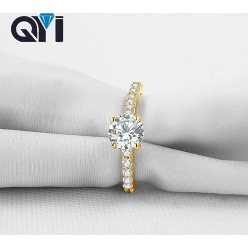 QYI Private Custom 14K Solid Yellow Gold Solitaire Engagement Rings 1 Ct Round Rings For Women Brides Jewelry