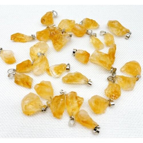 Wholesale Good Quality Natural Gemstone Yellow Cyrstal Irregular Shape Pendant For Jewelry Making Necklaces Free Shipping 25Pcs