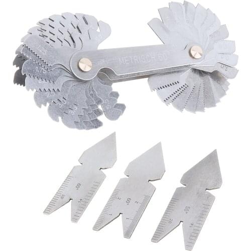 Portable 4pcs/set Screw Thread Pitch Cutting Gauge Set Centre Gage with 55 & 60 Degree inch & Metric Measuring Tools