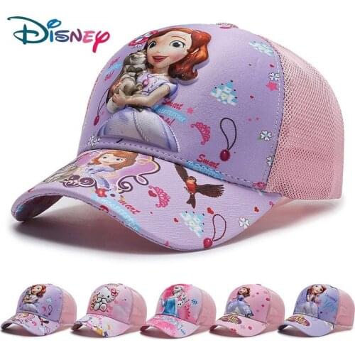 Disney Frozen Sophia Adjustable Snapback Cotton Baseball Cap For Kid Marvel Spiderman Mickey Hip Hop Hat Sun Breathable Mesh Hat