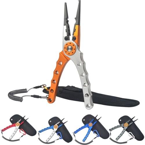 Aluminum Alloy Fishing Pliers Lightweight Fishing Tackle Pliers Braid Cutters, Equipped with Sheath and Lanyard