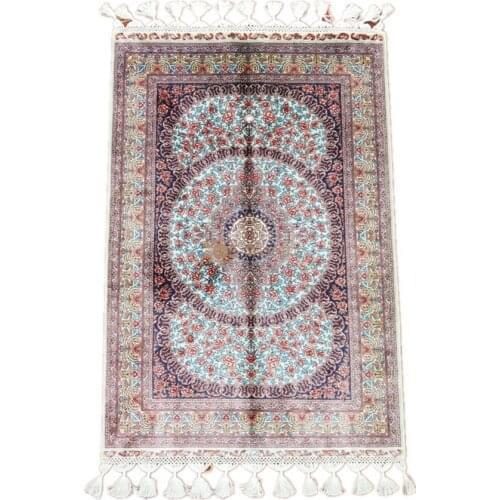 Seeykeep™ 2x3ft 260Lines 100%Silk Handknotted Exquisite Oriental Rug Use Beautiful Rose Floral Motif-SK3036211