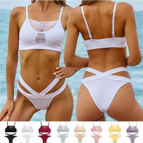 Sexy Lace Bra Set for Women Ladies Floral Hollow-Out Lingerie Fashion Cross Panties Underwear Set Girls M-XL Bralette Intimates