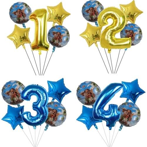5pcs/lot Moana Balloons 30 Inch Number Foil Balloon Supplies Cute Princess Moana Theme Birthday Party Decoration Kids Toys Gifts