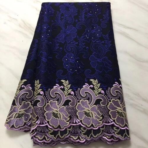 2020 Latest High Quality Nigerian Lace Fabric Swiss Voile Colorful African Lace Fabric with Rhinestones PL2930