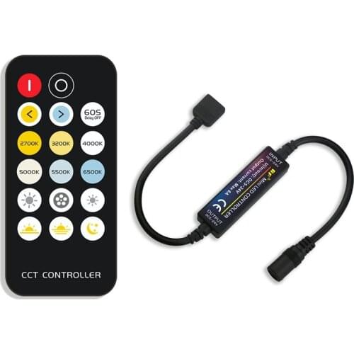 LED Controller Mini Wireless RF 17-Key Remote Control Constant Pressure Two-Color Light RGB+CCT LED Strip Controller