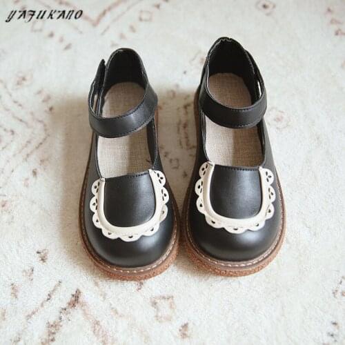 Simple Princess Shoes Black Small Leather Shoes JK Uniform Flat Shoes Women Platform Casual Single Shoes Big Head Doll Shoes
