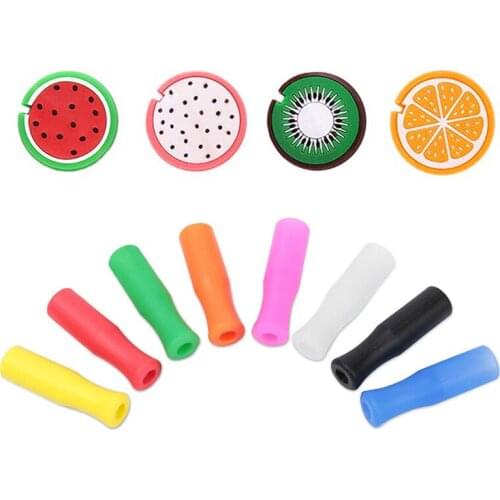 UPORS 6mm Food Grade Silicone Straw Tips Reusable Removable Straw Caps Silicone Cover for Stainless Steel Straws