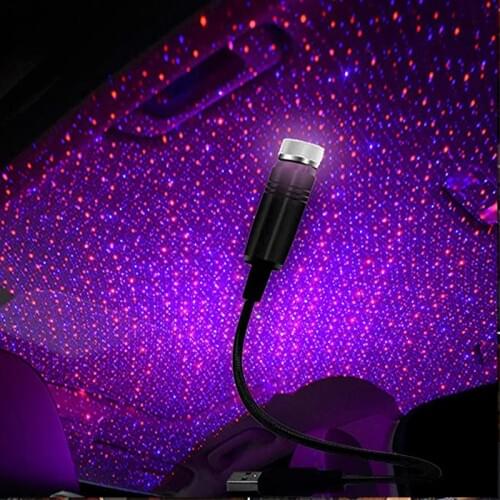 USB Mini LED Car Roof Star Night Light Adjustable Car Interior Gypsophila Laser Projector Lamp Home Atmosphere Red Galaxy Lamps
