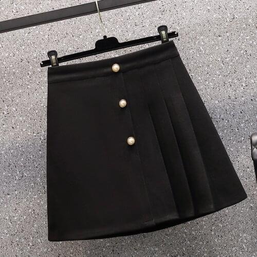 Black Pleated Mini Plus Large Size Oversize Korean Style Fashion WomenS Clothing Vintage 2021 Casual High Waist Skirts Female