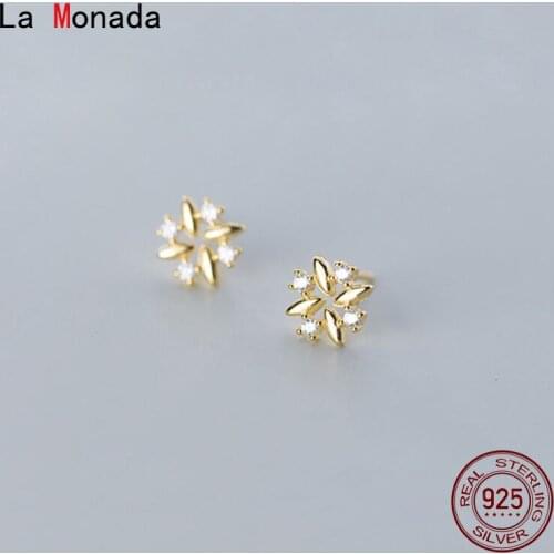 La Monada Four Flower Earings Studs 925 Sterling Silver Fine Jewelry Minimalist Beautiful Stud Earrings For Women Silver 925