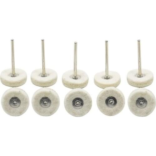 10Pcs 3mm Shank Grinding Polishing Buffing Round Wheel Pad Wool Felt Wool Polishing Tool for Dremel Rotary Tools Accessories