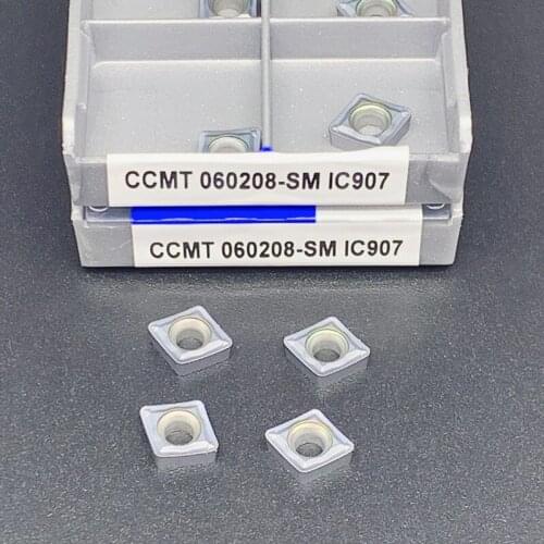 10PCS CCMT060208-SM IC907 IC908 CNC Lathe Turning Tool Carbide Inserts Machining Cut Boring Knife Tablets Quality Assurance