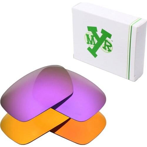 2 Pairs Mryok POLARIZED Replacement Lenses for Oakley Badman Sunglasses Fire Red & Plasma Purple
