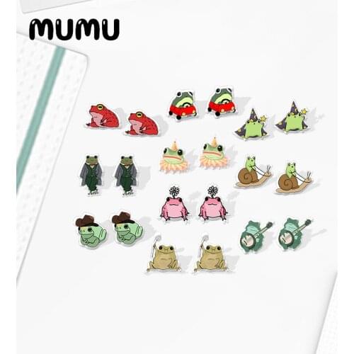 2020 New Cute Funny Frog Stud Earring Animal Acrylic Earrings Resin Epoxy Jewelry Gifts for Girl