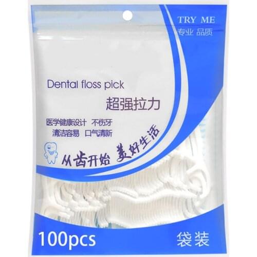 50 100pcs Dental Floss Picks Toothpicks Stick Tooth Clean Oral Care Interdental Brush Teeth Stick Flosser Pick Cleaning