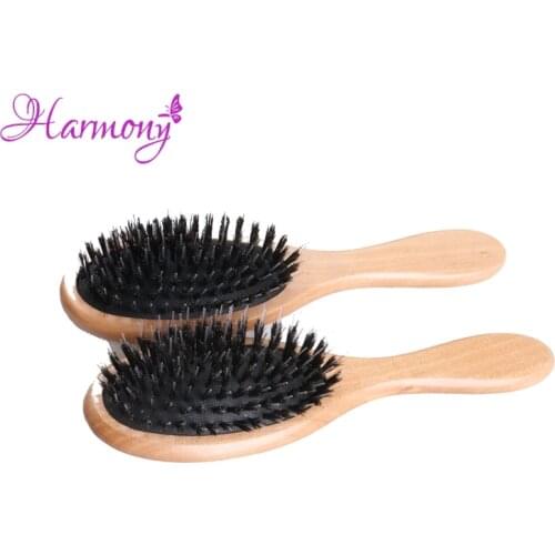 50pcs/lot Professional Natural Varnish Wooden handle Boar Bristle Mix Nylon Hair Extensions Brush for Salon Use Tools