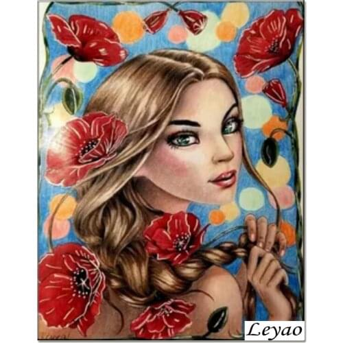DIY Diamond Painting Flower Poppy Fairy Girl Diamond Mosaic Cross Stitch Pictures Of Rhinestones Diamond Embroidery Decoration