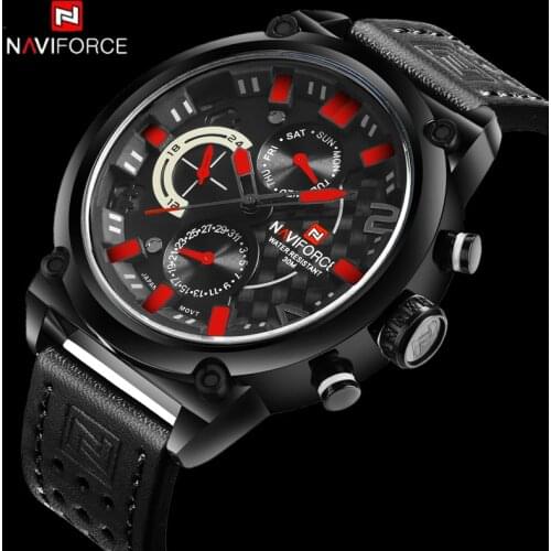 NAVIFORCE Luxury Brand Man 3ATM Waterproof Clock Mens Analog Quartz 24 Hour Date Watches Men Sport Leather WristWatch Original