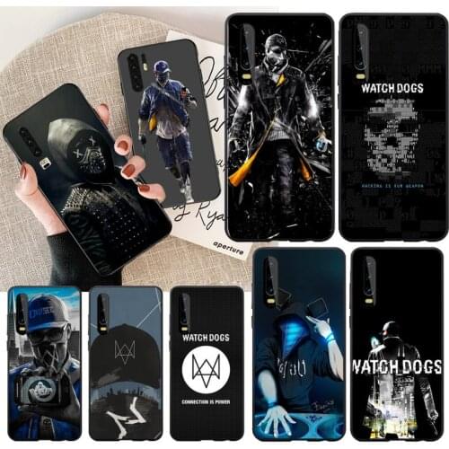 PENHUWAN Watch Dogs Black TPU Soft Rubber Phone Cover for Huawei P30 P20 Mate 20 Pro Lite Smart Y9 prime 2019