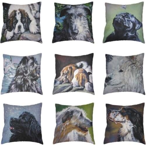 Cuteness Basset Hound Golden Retriever White Cushion Cover Garden Decorative Childlike Pillow Cases Polyester Peach Skin Cojines