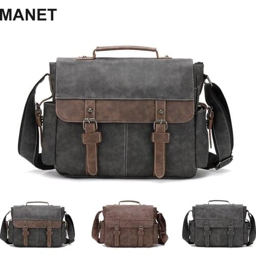 PU Leather Business Briefcase vintage Mens Messenger Bag Male Casual Single Shoulder Bags Solid Official Document Handbags