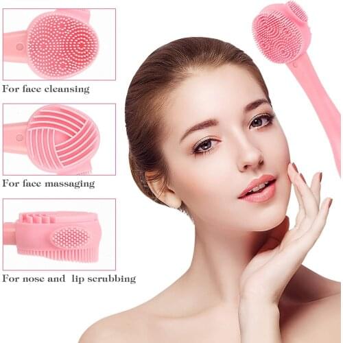 Double Side Silicone Facial Cleanser Brush Soft Hair Face Massage Washing Brush Blackhead Remover Portable Skin Care Tool