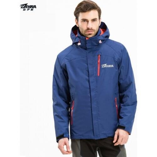 Dayiwa Fleece Winter Clothes Waterproof Outdoor Sport Warm Black Fishing Hooded Coat with Zipper for Hiking Camping 3 Colors