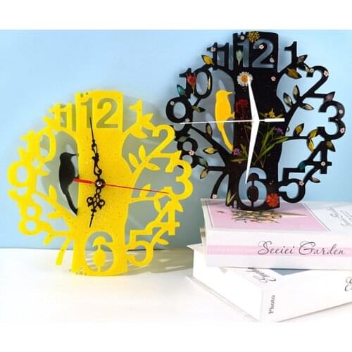 Bird Clock Wall Decoration Crystal Epoxy Resin Mold Hanging Ornaments Casting Silicone Mould DIY Crafts Casting Tools