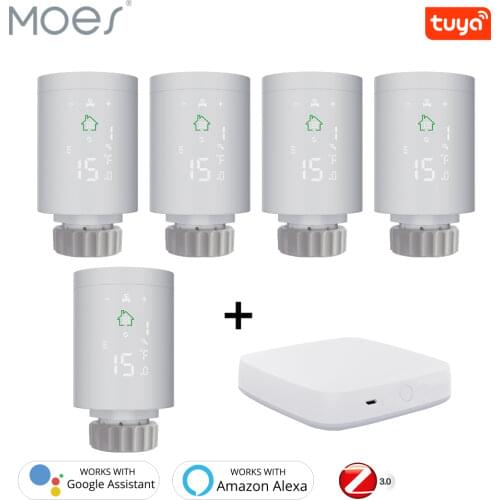 Tuya ZigBee3.0 Smart Radiator Actuator Programmable Thermostatic Radiator Valve Temperature Controller Voice Control via Alexa