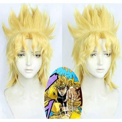 Anime JoJo bizarre adventure Dio Brando Heat Resistant Cosplay Costume hairwear Wig+Wig Cap
