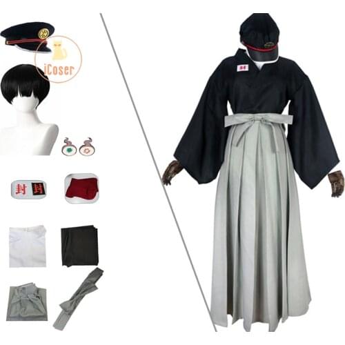 9 PCS Yugi Tsukasa Cosplay Costume Hanako Kun Jibaku Shounen Kimono Uniform Set Unisex Toilet Bound Wig Short Black Hat