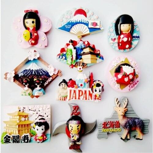 Refrigerator Magnets Sticker Decor Beckoning Cat Tokyo Mount Fuji Kinkakuji Hokkaido Ninja Maihime Japan Fridge Magnet Souvenir