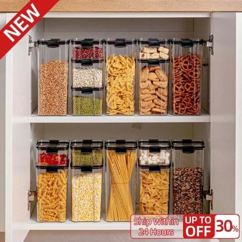 700/1300/1800ml Food Storage Container Plastic New Square Plastic Bottle Jar Transparent Food Storage Container Refrigerator