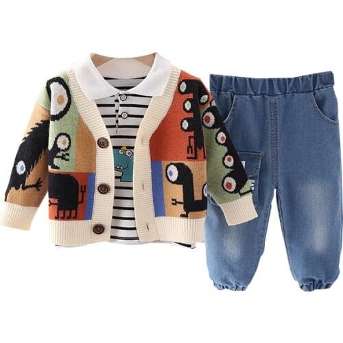 Fashion Spring Autumn New Baby Girl Clothes Children Boys Jacket T Shirt Pants 3Pcs/sets Toddler Casual Clothing Kids Tracksuits