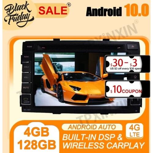 DSP Android 10.0 PX6 IPS Carplay 4G+128G For Kia Sorento 2010-2012 Multimedia Player Auto Radio Tape Recorder GPS Navi Head Unit