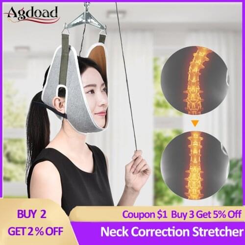Hanging Neck Traction Kit Adjustable Cervical Traction Device Chiropractic Neck Correction Stretcher Pain Relief Head Massager H