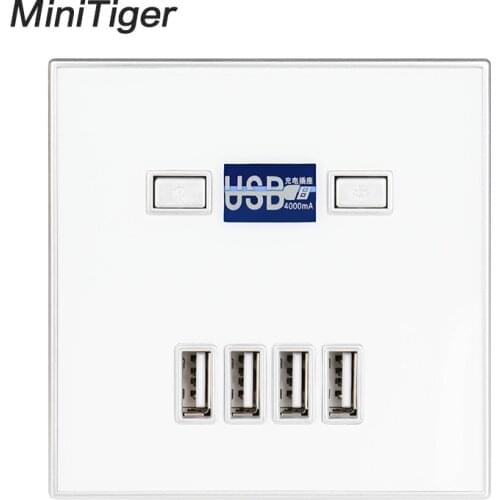 Minitiger Best 4-PORT USB Port 4A Wall Charger Adapter EU Plug Socket Power Outlet Panel Electric Wall Charger Adapter Charging