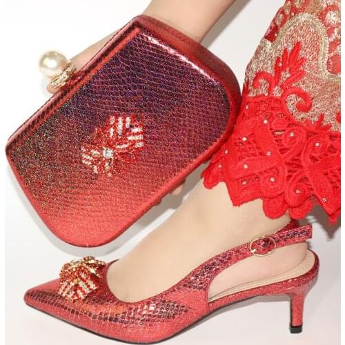 Latest Design PU Leather High Heels Shoes And Bag Set African Fashion Woman Shoes And Bag Set For Evening Party Size 38-42